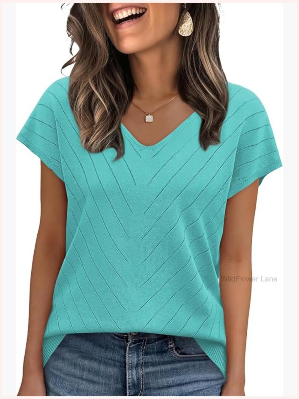 Short Sleeve V-Neck Sweater Lightweight Knit Cap Sleeve Summer Top
